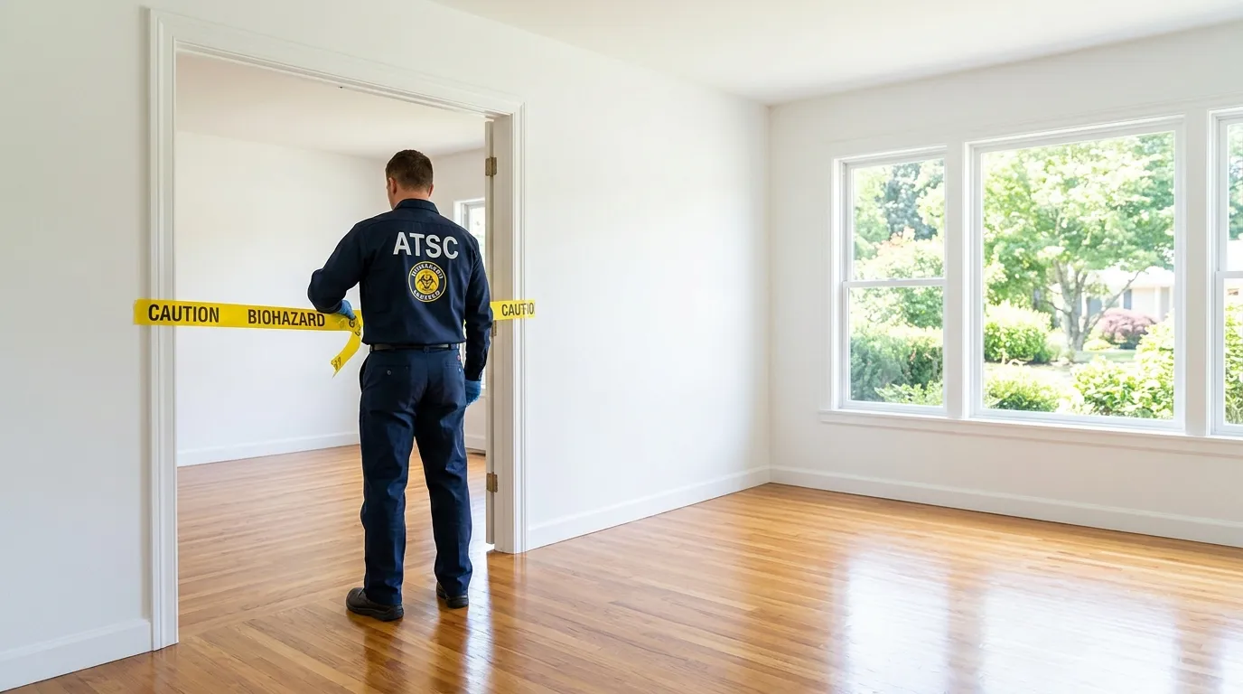 Certified biohazard cleanup crew performing Trauma Scene Cleanup in Raynham